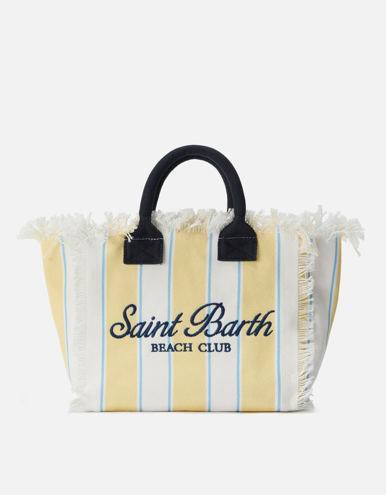 MC2 Saint Barth Colette canvas bag with yellow stripes and embroidered logo